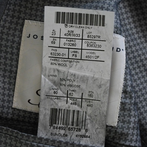 Joseph Abboud 40R Gray Freedom Millennial USA Made Blazer Suit Jacket Sport Coat - Picture 5 of 16